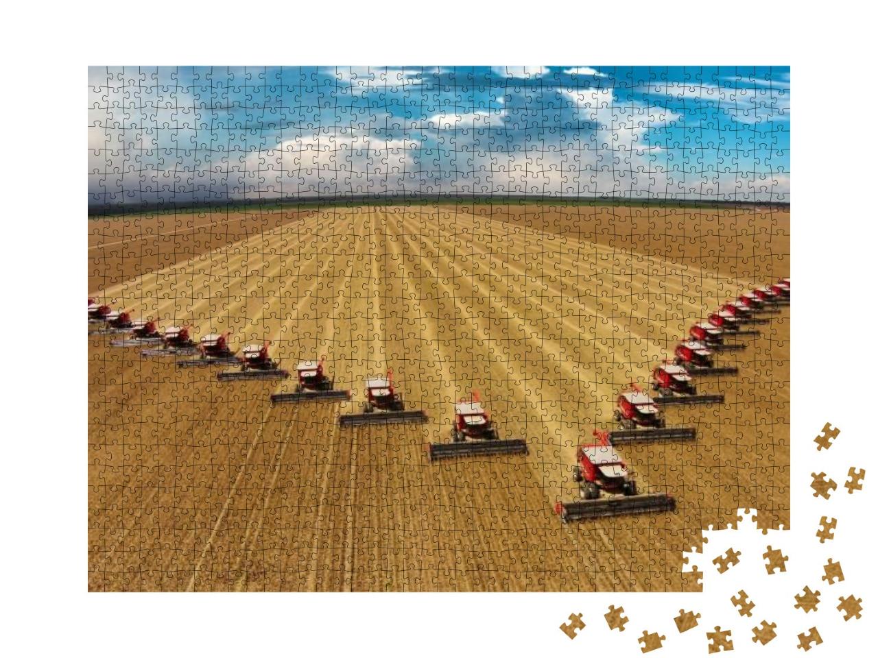 22 Harvesters Working in Soybean Harvest in the State of... Jigsaw Puzzle with 1000 pieces