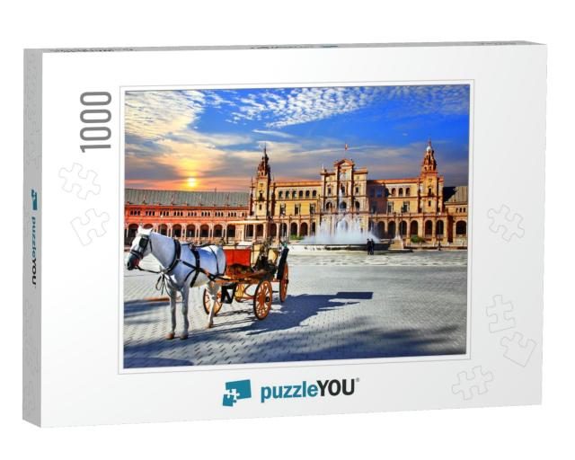 Landmarks of Spain - Piazza Espana in Seville, Andalusia... Jigsaw Puzzle with 1000 pieces