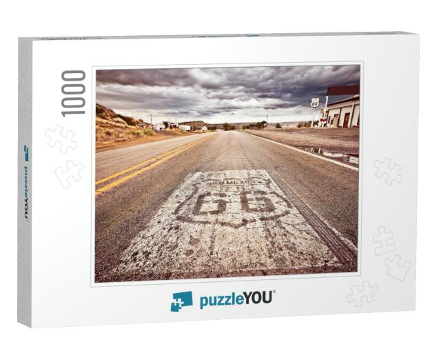 An Old Route 66 Shield Painted on Road... Jigsaw Puzzle with 1000 pieces