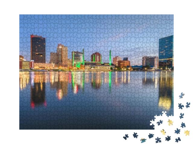 Toledo, Ohio, USA Downtown Skyline on the Maumee River At... Jigsaw Puzzle with 1000 pieces