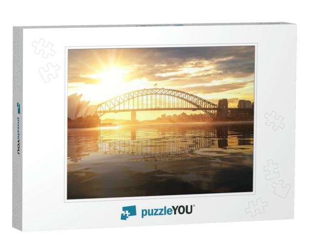 Cityscape of Sydney Harbor & Bridge with Morning Sunrise... Jigsaw Puzzle