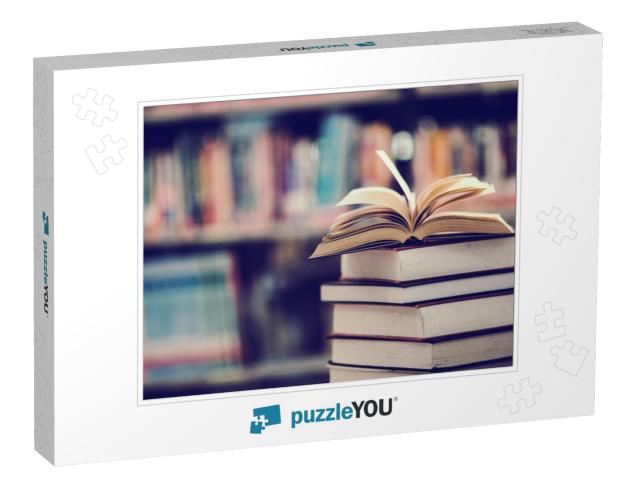 Book in Library with Open Textbook, Education Learning Co... Jigsaw Puzzle