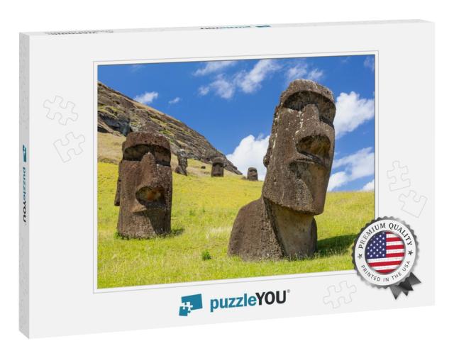 Moai Statues in the Rano Raraku Volcano in Easter Island... Jigsaw Puzzle