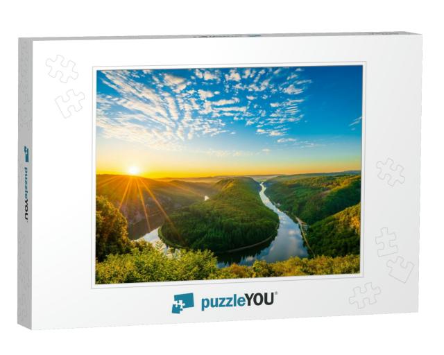Saar River Valley Near Mettlach At Sunrise. South Germany... Jigsaw Puzzle