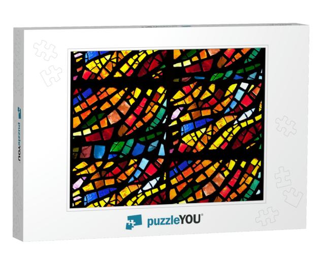 Stock Photo - Warm Toned Colorful Stained Glass Church Wi... Jigsaw Puzzle