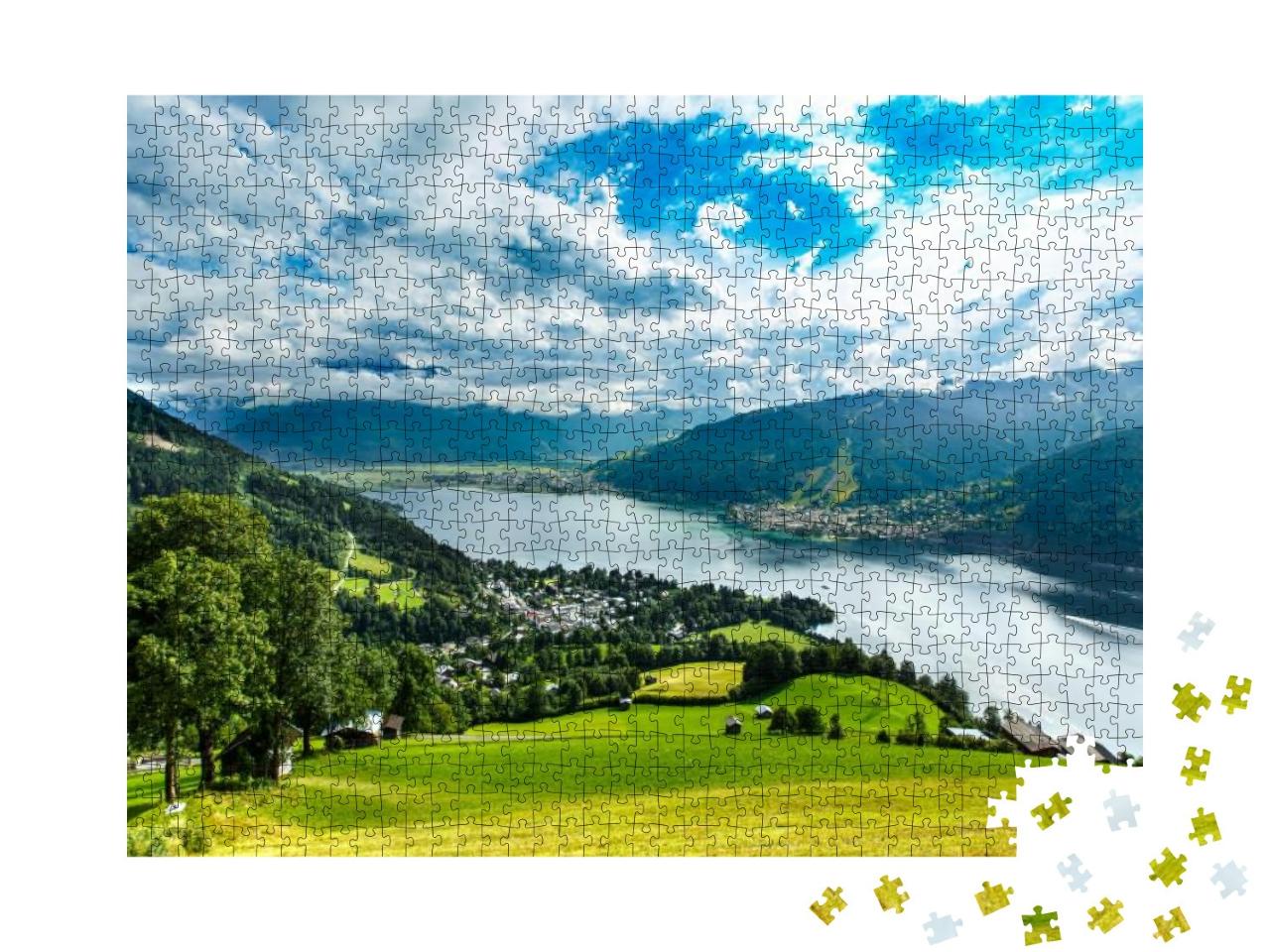 View Over Zeller See Lake. Zell Am See, Austria, Europe... Jigsaw Puzzle with 1000 pieces