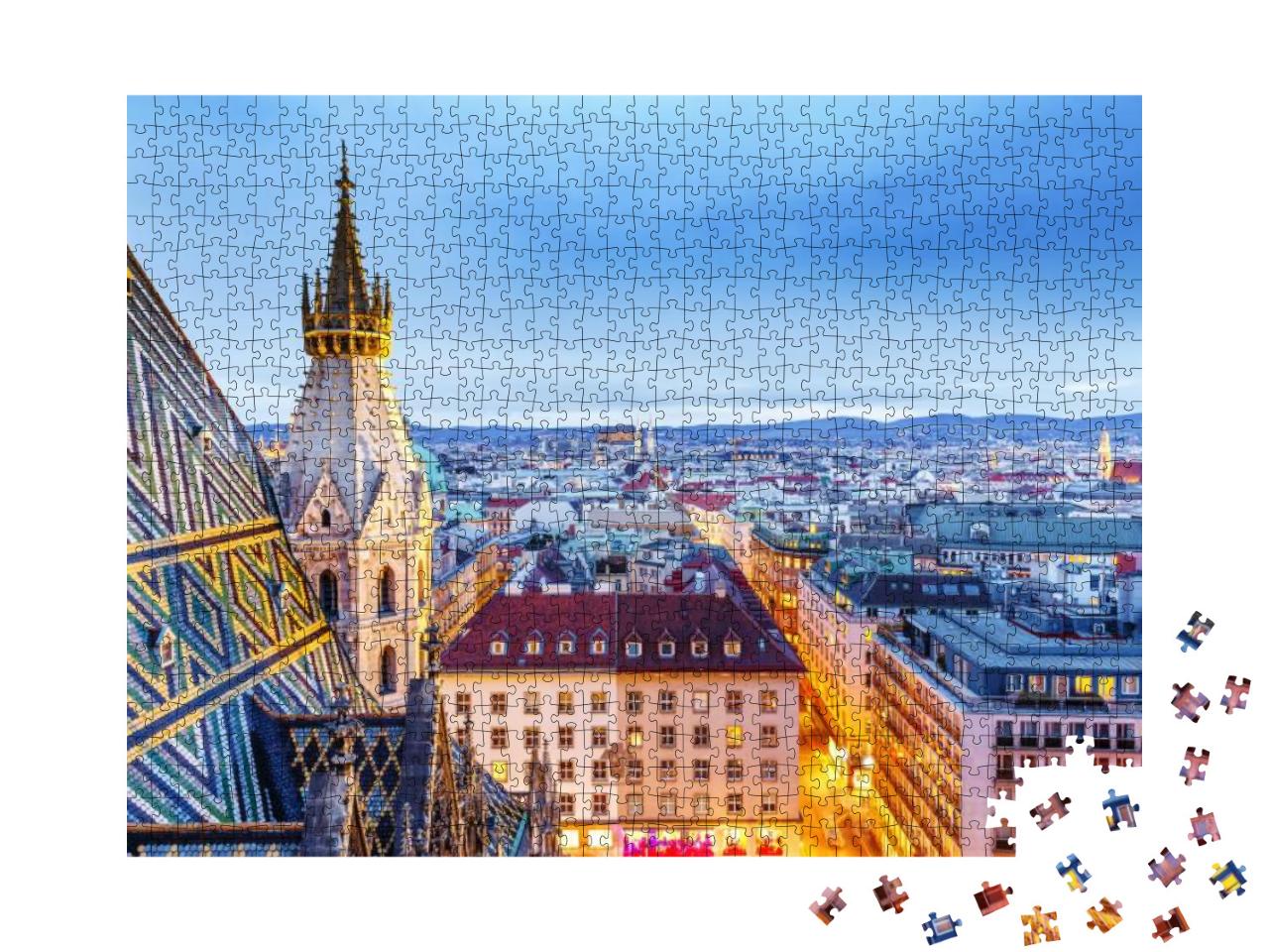 Vienna, Austria, Europe. Lovely Twilight Skyline View fro... Jigsaw Puzzle with 1000 pieces