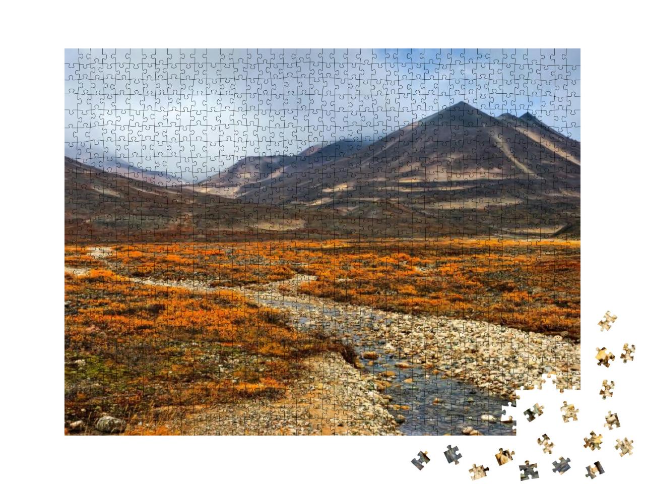 Autumn Landscape. Beautiful Arctic Nature. a Small River... Jigsaw Puzzle with 1000 pieces