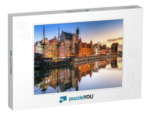 Gdansk with Beautiful Old Town Over Motlawa River At Sunr... Jigsaw Puzzle