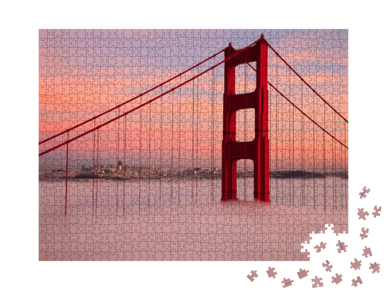 First Tower of the Golden Gate Bridge in Fog... Jigsaw Puzzle with 1000 pieces