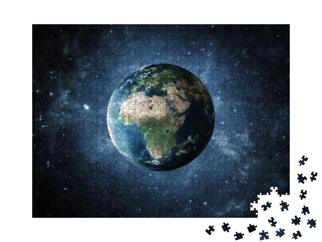 Panoramic View of Planet Earth with Copy Space, 3D Render... Jigsaw Puzzle with 1000 pieces