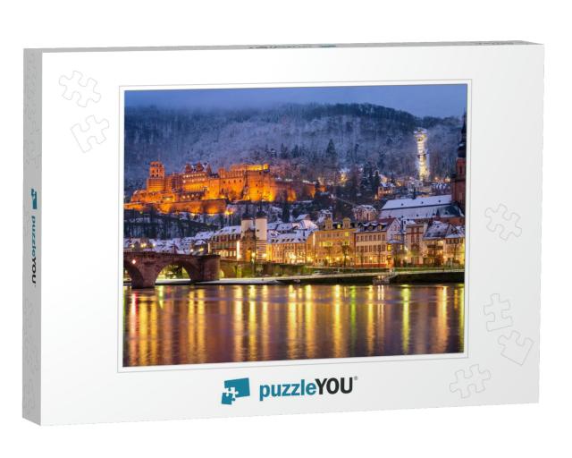 Old Town of Heidelberg in Winter with Castle Ruins & Old... Jigsaw Puzzle