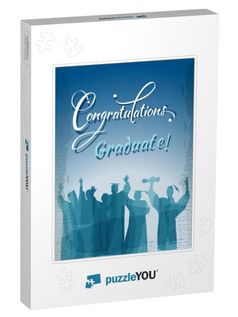 Congratulations Graduate Text with Silhouettes in... Jigsaw Puzzle