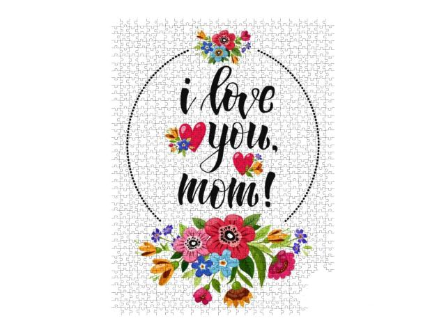 Happy Mothers Day Greeting Card. Elegant Lettering... Jigsaw Puzzle with 1000 pieces