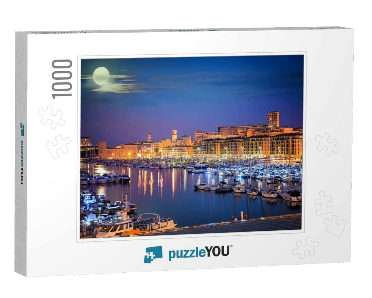 Harbor of Marseille At Night, Provence, France... Jigsaw Puzzle with 1000 pieces