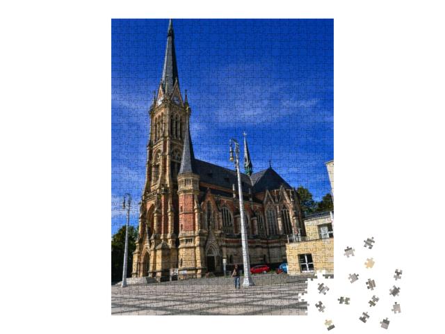 Church, Details of Architecture & Blue Sky in Chemnitz. S... Jigsaw Puzzle with 1000 pieces