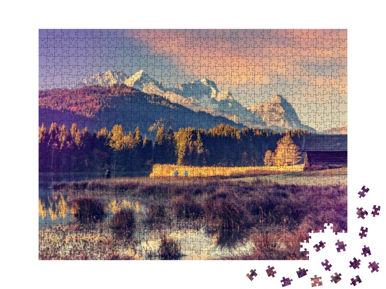 Wonderful Alpine Sunny Morning. View Over Geroldsee, Wage... Jigsaw Puzzle with 1000 pieces