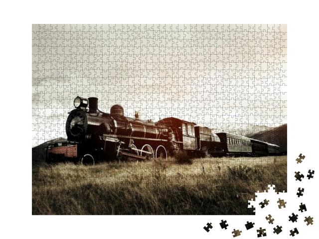 Steam Train in a Open Countryside Concept... Jigsaw Puzzle with 1000 pieces