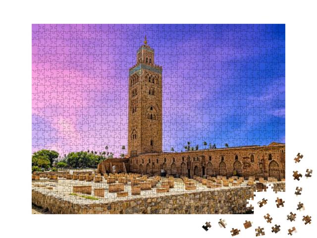 The Koutoubia Mosque in Marrakech, Morocco At the Sunset... Jigsaw Puzzle with 1000 pieces