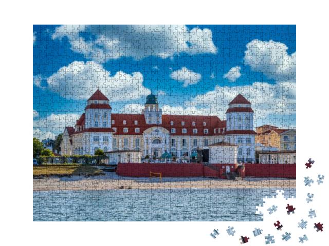 Beach in Binz on the Island of Ruegen with Tourist Info... Jigsaw Puzzle with 1000 pieces
