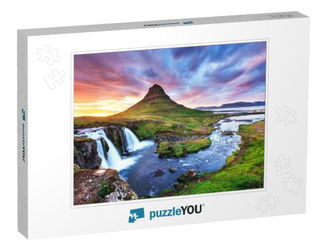 The Picturesque Sunset Over Landscapes & Waterfalls. Kirk... Jigsaw Puzzle