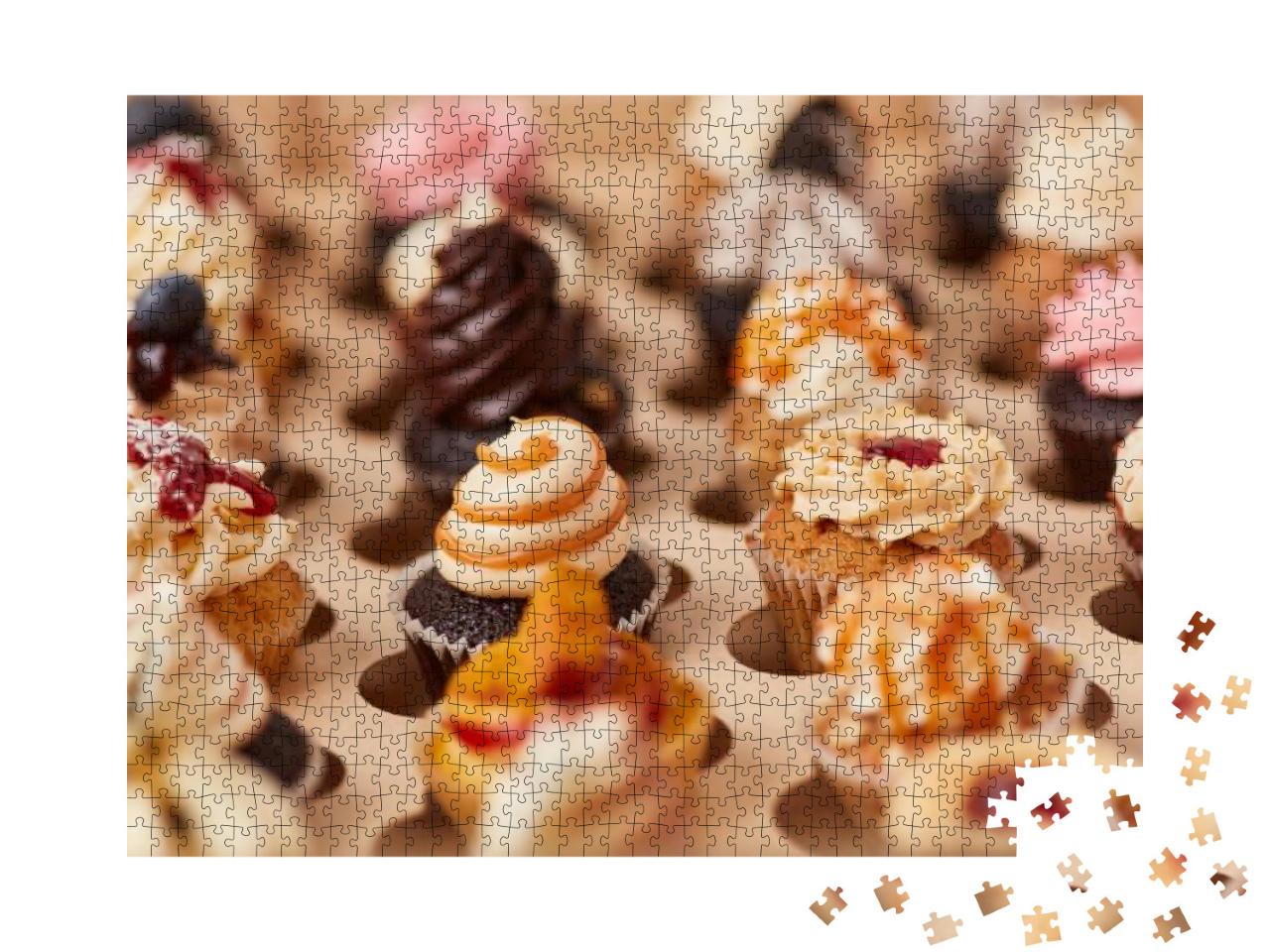 Many Different Small Colorful Cupcakes with Decorations i... Jigsaw Puzzle with 1000 pieces