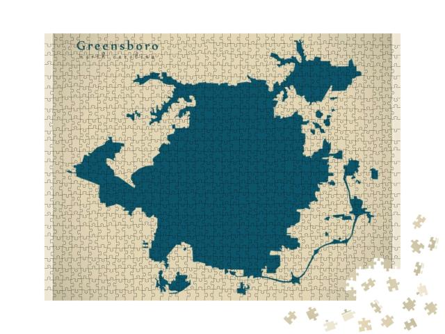 Modern City Map - Greensboro North Carolina City of the U... Jigsaw Puzzle with 1000 pieces