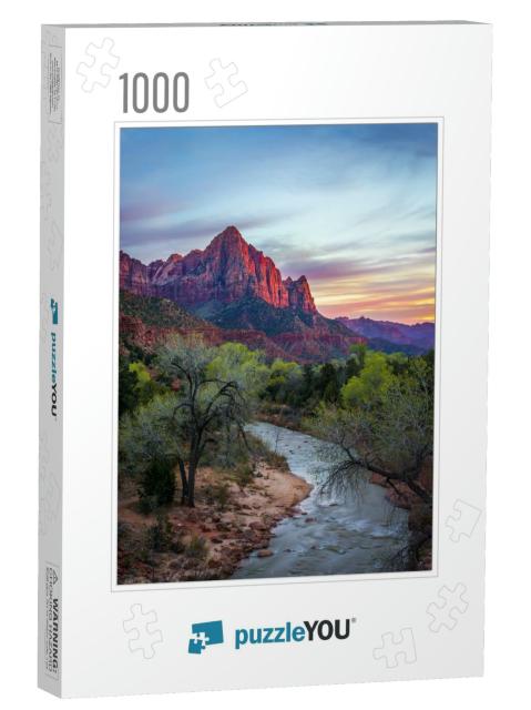 Zion Watchman & Virgin River At Sunset, Zion National Par... Jigsaw Puzzle with 1000 pieces