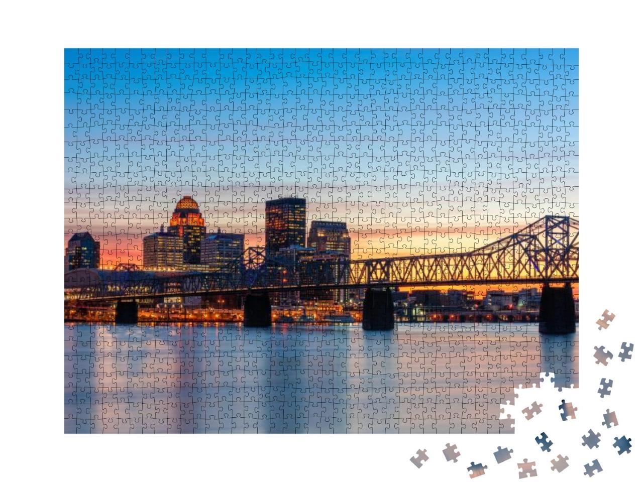 Louisville, Kentucky, USA Skyline on the River At Dusk... Jigsaw Puzzle with 1000 pieces