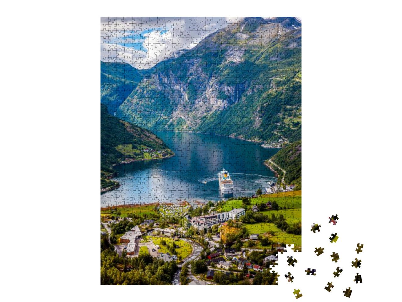 Geiranger Fjord, Beautiful Nature Norway. the Fjord is On... Jigsaw Puzzle with 1000 pieces