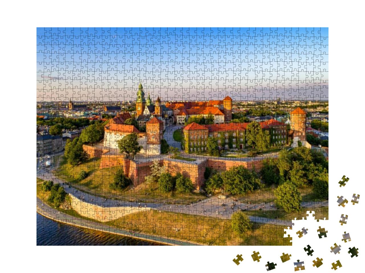 Poland. Krakow Skyline with Wawel Hill, Cathedral, Royal... Jigsaw Puzzle with 1000 pieces