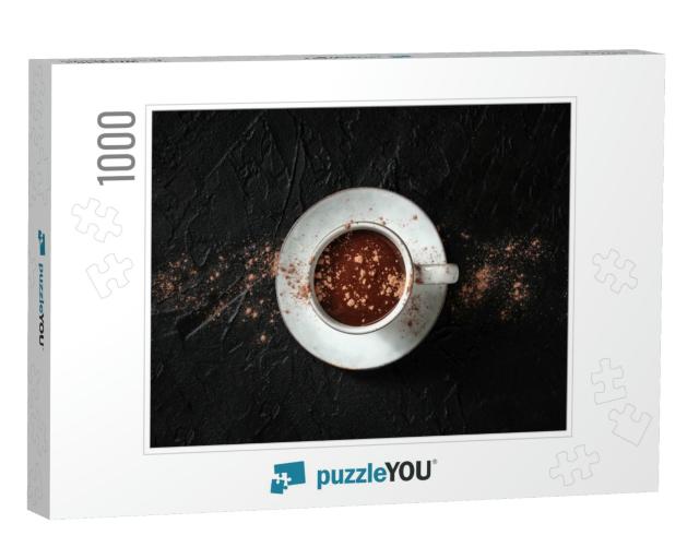 Hot Chocolate with Ground Cocoa Powder, Overhead Shot... Jigsaw Puzzle with 1000 pieces