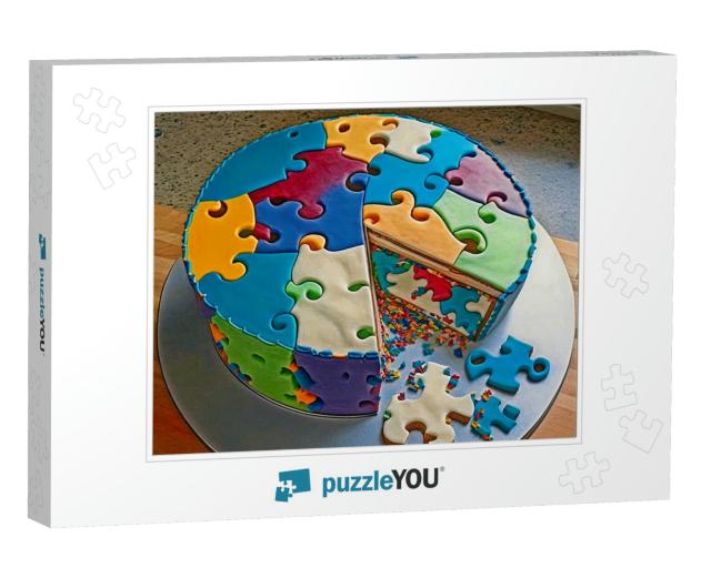 Puzzle Shapes on a Frosted Cake for Fun Eating on any Occasion Jigsaw Puzzle