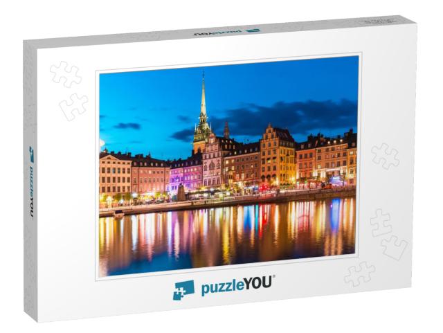 Scenic Summer Night Panorama of the Old Town Gamla Stan A... Jigsaw Puzzle