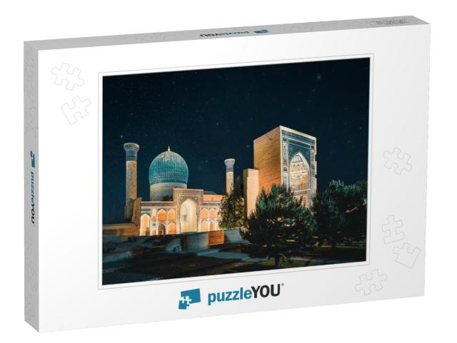 Gur-Emir Mausoleum At Night with Stars, Samarkand, Uzbeki... Jigsaw Puzzle