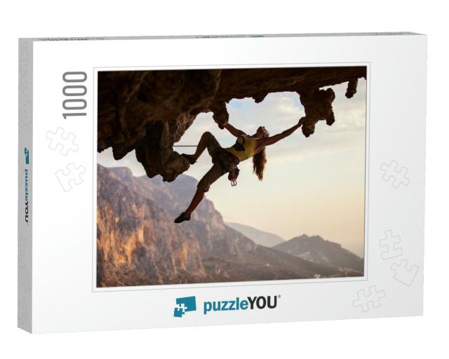 Rock Climber At Sunset, Kalymnos Island, Greece... Jigsaw Puzzle with 1000 pieces