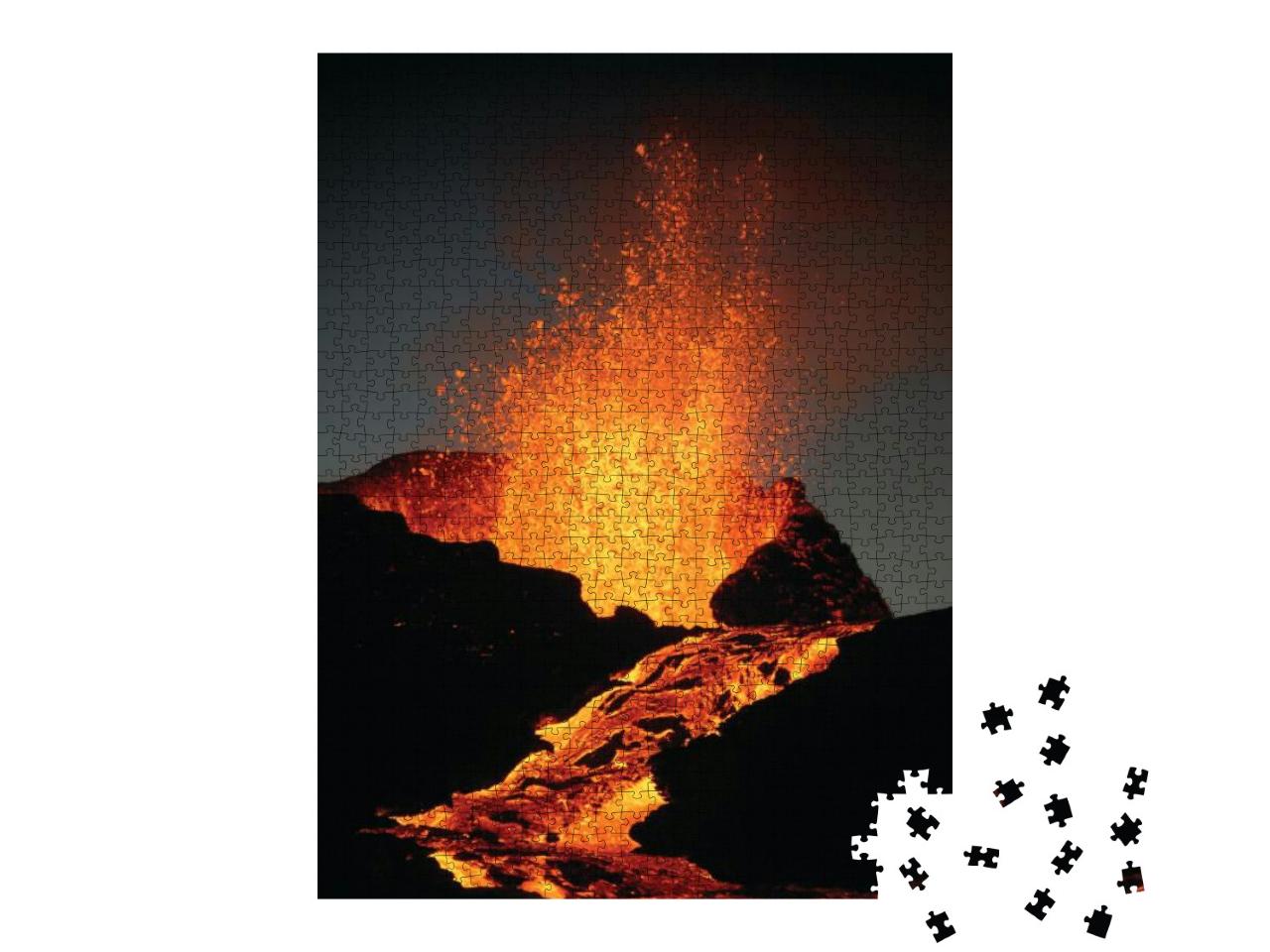 Lava Boiling Out of the Kilauea Volcano Stock Photo... Jigsaw Puzzle with 1000 pieces