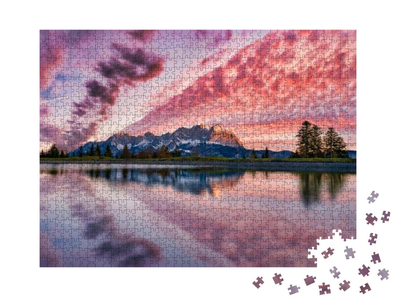 Wilder Kaiser Mountain Range Early in the Morning... Jigsaw Puzzle with 1000 pieces