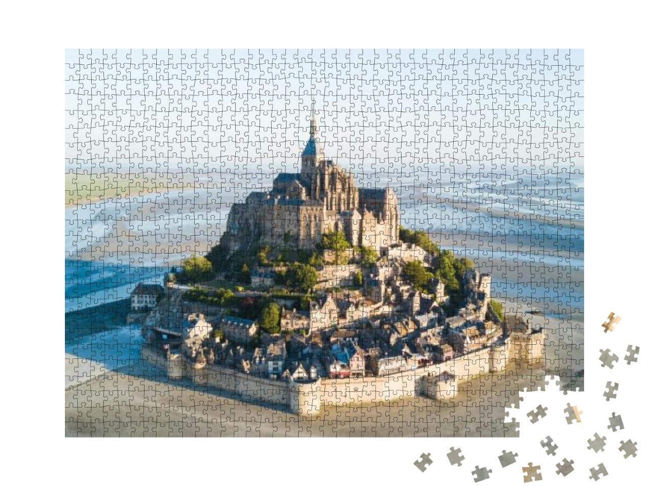 Le Mont Saint-Michel Tidal Island in Beautiful Twilight A... Jigsaw Puzzle with 1000 pieces