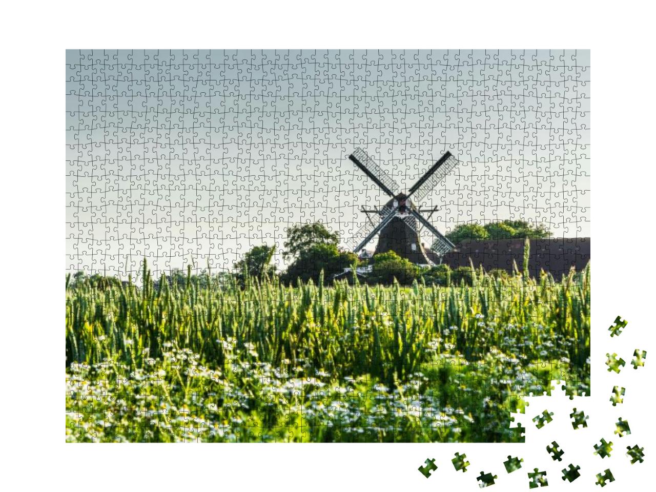Windmill Seriemer Muehle in Rural Landscape, East Frisia... Jigsaw Puzzle with 1000 pieces