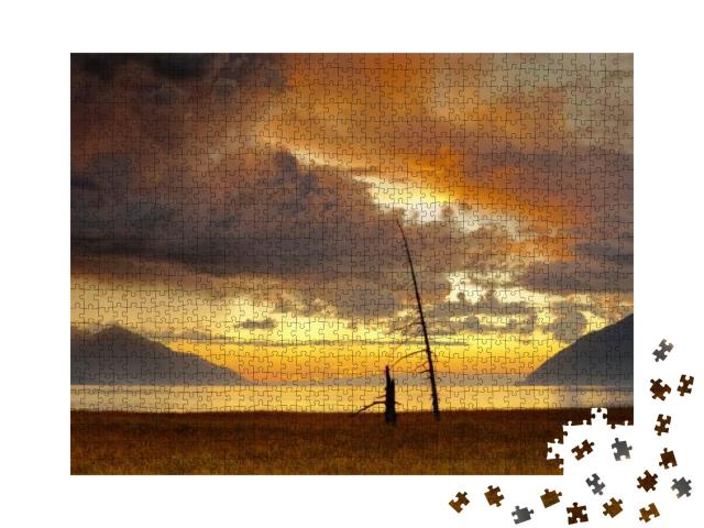 Dramatic Sunset Cloudscape in Alaska Near Anchorage... Jigsaw Puzzle with 1000 pieces