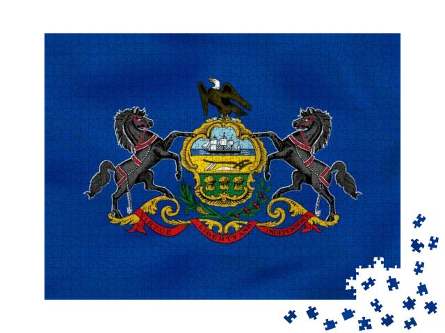 Pennsylvania Waving Flag. Pennsylvania State Flag Backgro... Jigsaw Puzzle with 1000 pieces