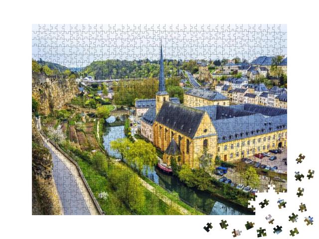 Panoramic View on Luxembourg City. Alzette River, Church... Jigsaw Puzzle with 1000 pieces