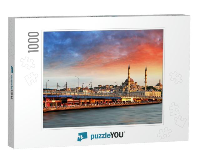 Istanbul At Sunset with Mosque & Bridge... Jigsaw Puzzle with 1000 pieces