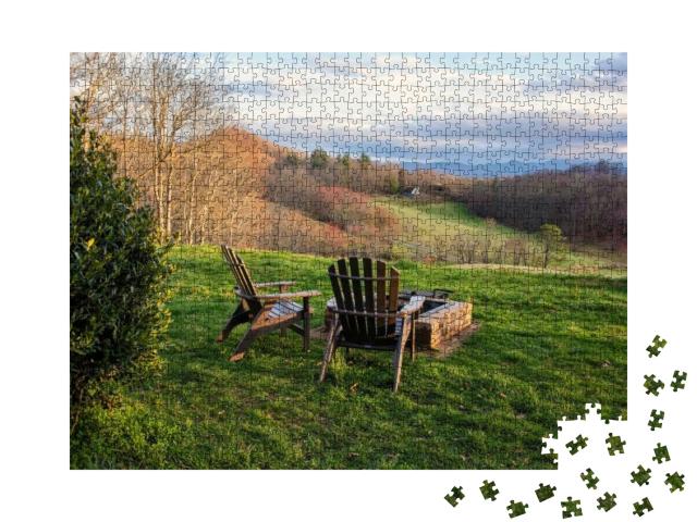 Adirondack Chairs with a Scenic View of the Countryside &... Jigsaw Puzzle with 1000 pieces