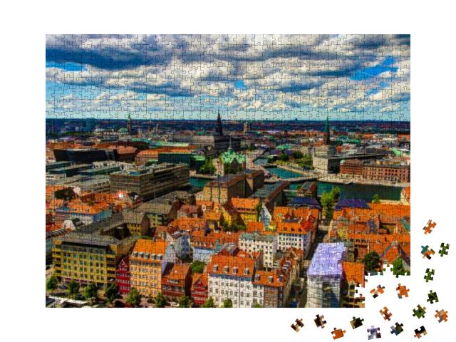 Panoramic Aerial Cityscape of Copenhagen City in Denmark... Jigsaw Puzzle with 1000 pieces