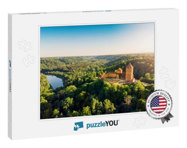 Aerial View to the Turaida Castle & River Gauja At Sunset... Jigsaw Puzzle