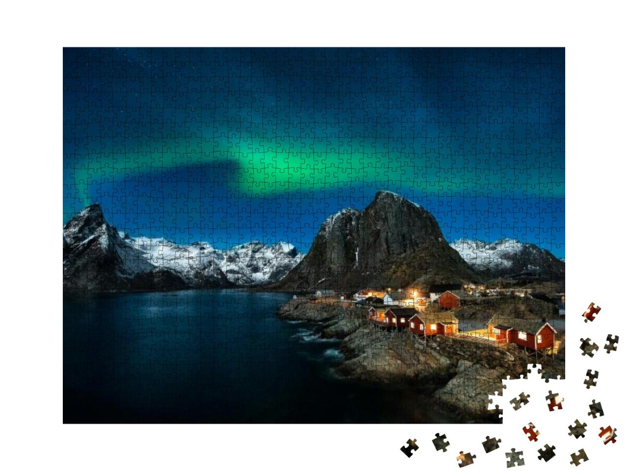 Traditional Norwegian Fishing Cottages, Huts, Island Hamn... Jigsaw Puzzle with 1000 pieces