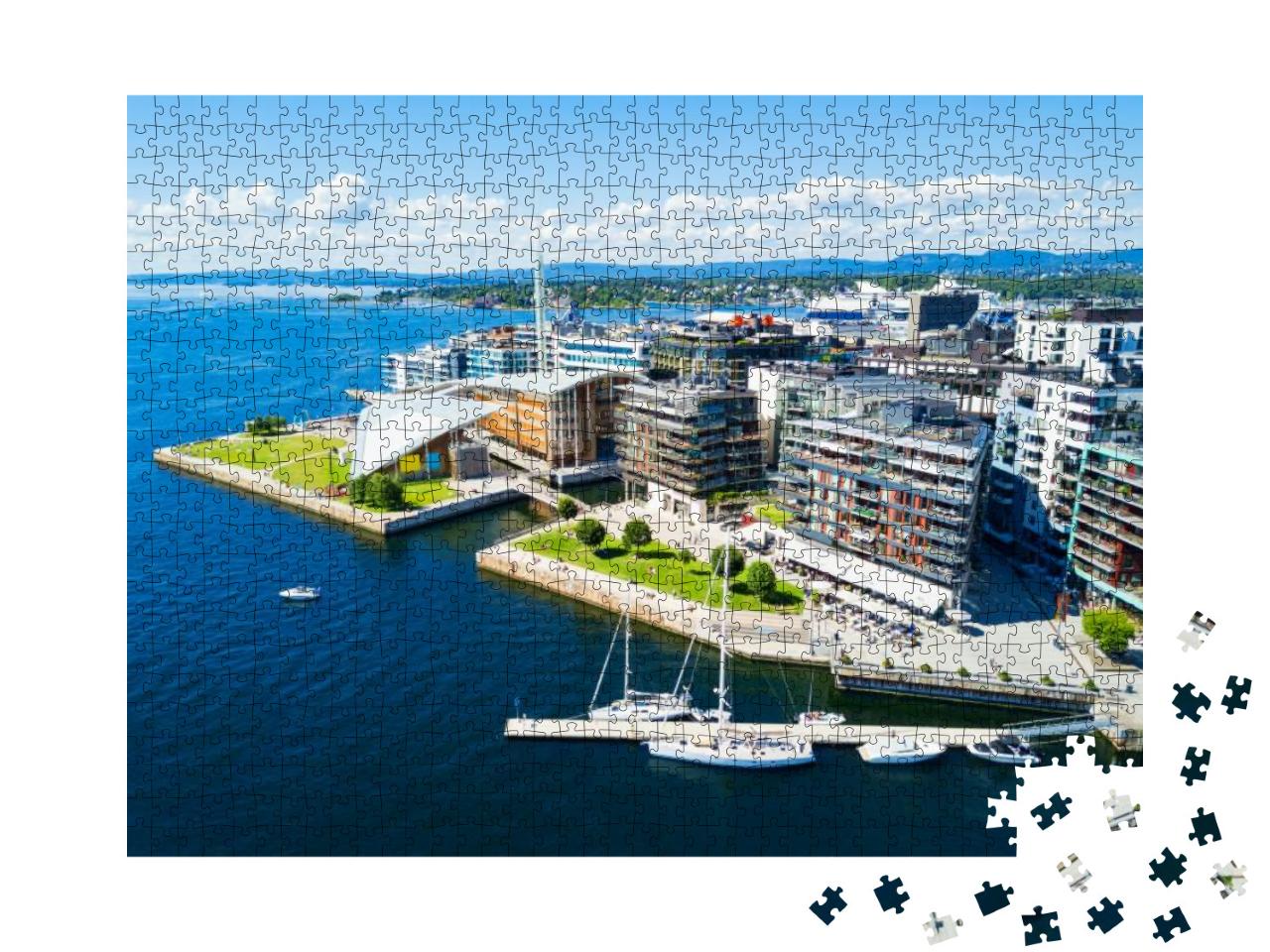 Oslo Harbor or Harbor At the Aker Brygge Neighborhood in... Jigsaw Puzzle with 1000 pieces