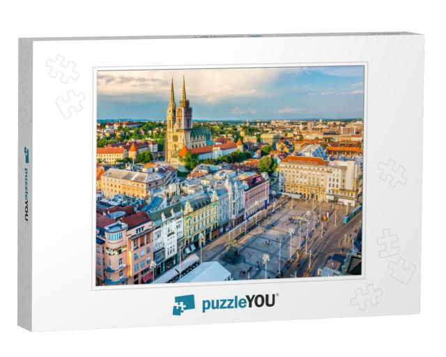 Aerial View At Capital Town of Croatia, Zagreb City Main... Jigsaw Puzzle